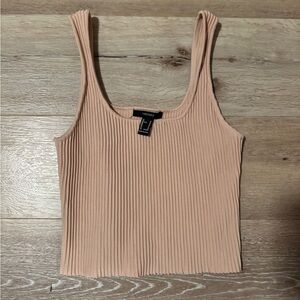 Ribbed Nude Cropped Tank Top – Size Medium